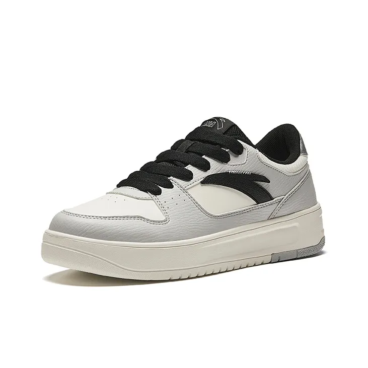 ANTA Life Collection Skateboard Shoes Men Low Top Ivory White/Microchip Gray/Black-1