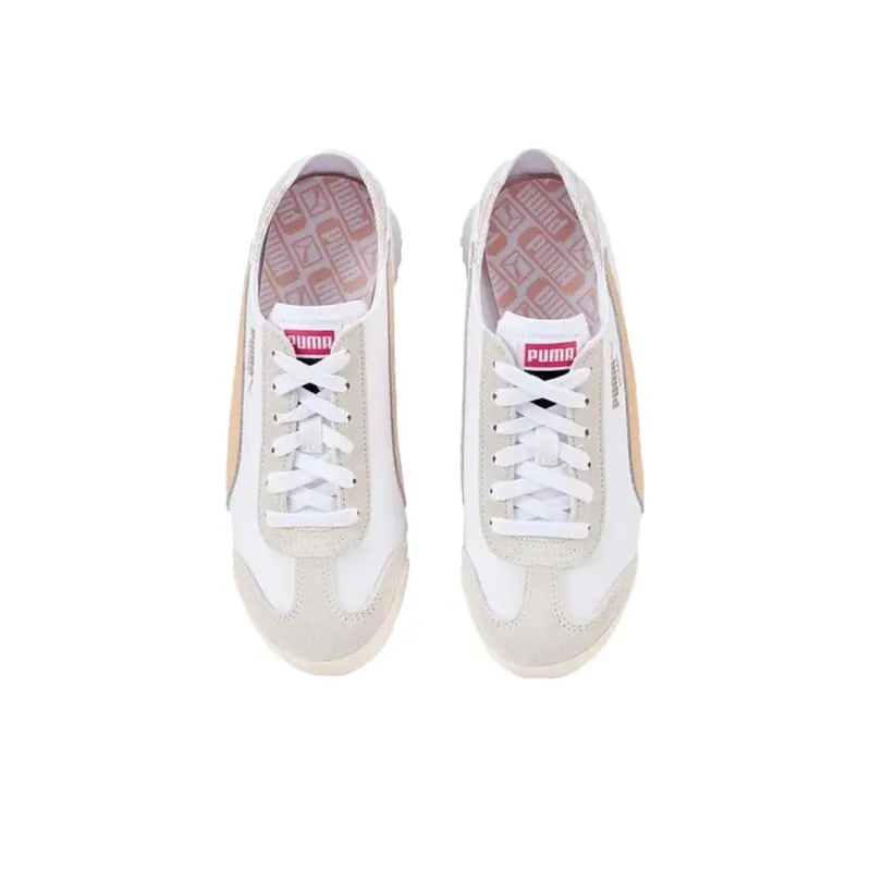 PUMA Roma Non slip Lightweight Low Top Skateboard Shoes Unisex White Orange-2
