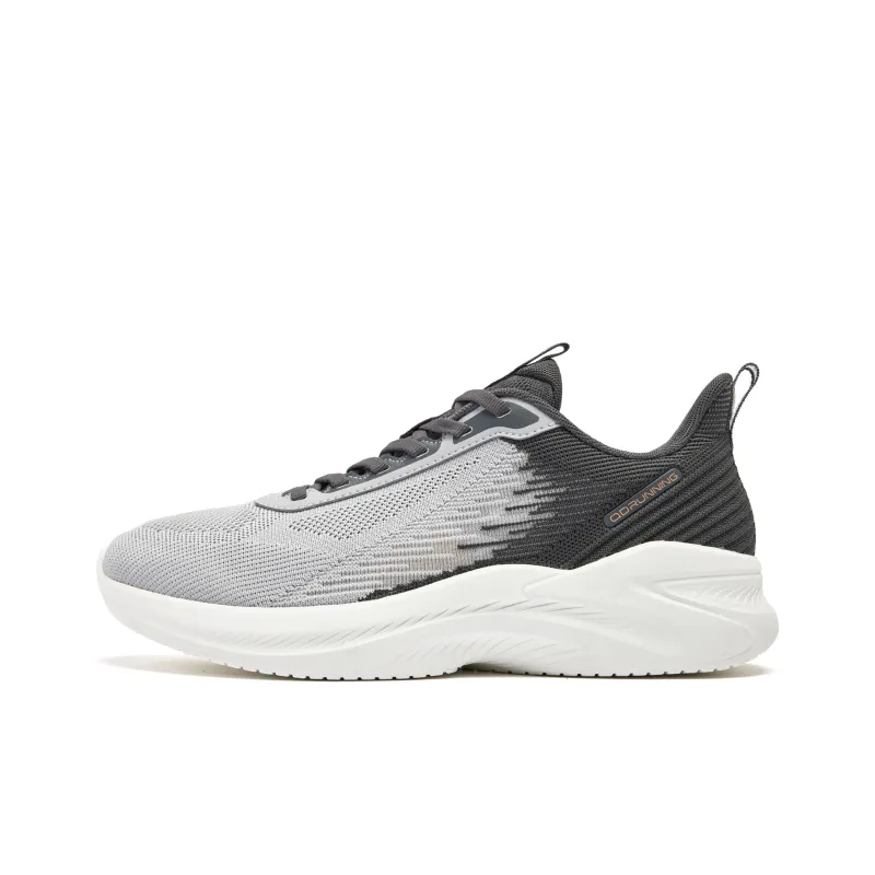 QIAODAN Cushioning Wear Resistant Low Top Running Shoes Men's Gray-0
