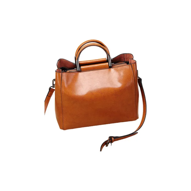 TTaG．baG Oil Wax Cow Leather Shoulder Bag, Crossbody Bag, Handbag Women's Brown/Burgundy/Black/Jasper-2