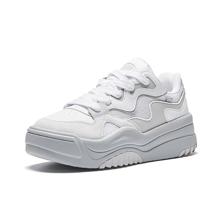 Anta Egg Baby Shoes 2.0 Height Increasing Lightweight Low Top Skateboard Shoes Women's Pure White-1