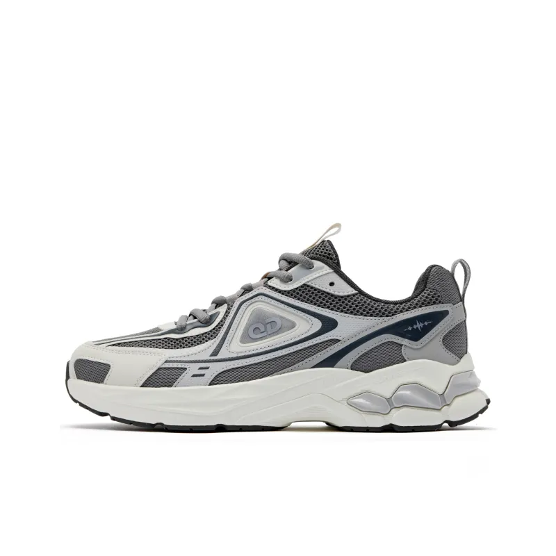 QIAODAN Cushioning, Wear Resistant Low Top Running Shoes Men's Gray White-0