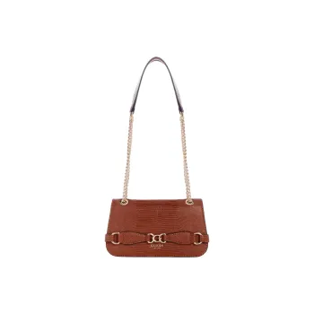 GUESS Imitation Lizard Embossed Leather Crossbody Bag Shoulder Bag Women's Brown
