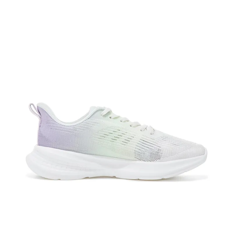 Erke Cushioning Wear-Resistant Low-Top Casual Running Shoes Women's White Green Purple-1
