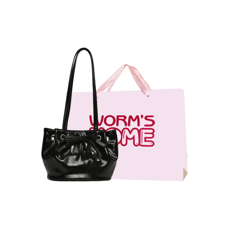 Worm's Home PU Tote Bag, Shopping Bag, Handbag, Shoulder Bag Regular Women's White/Red/Black/Pink/Blue-4