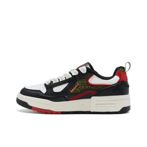 China Post X XTEP Skateboard Shoes Women's Low-Top Black/White Red