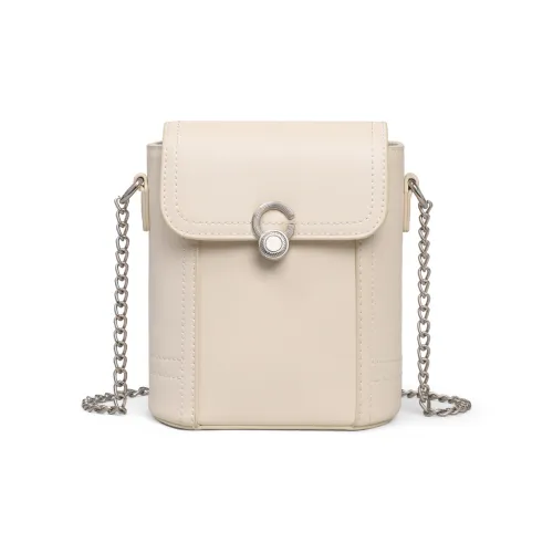 Kevin Cohen Cow Leather With Synthetic Leather Shoulder Bag, Crossbody Bag Mini Women's Ecru