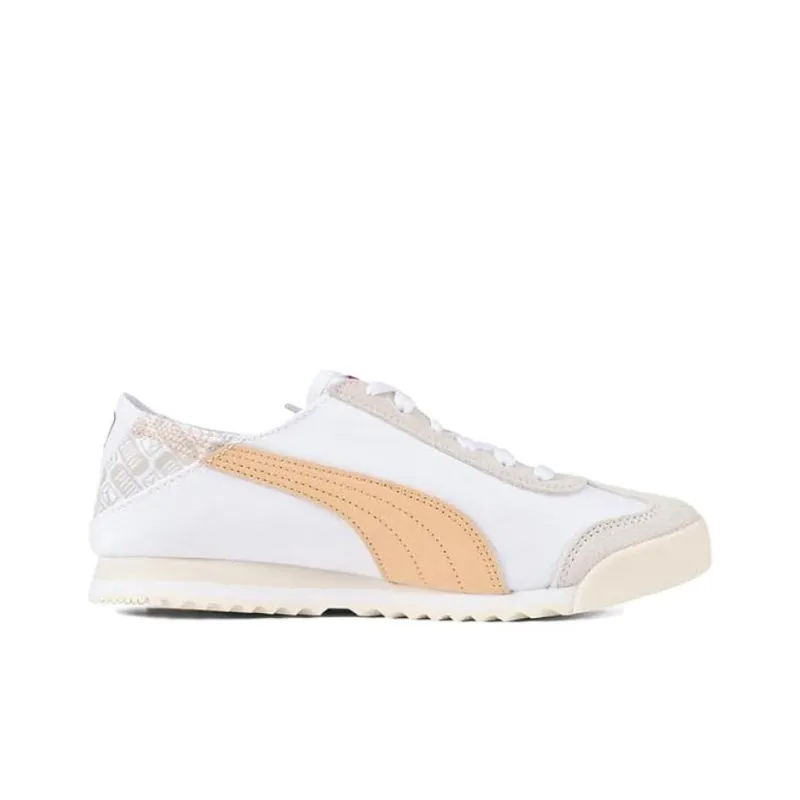 PUMA Roma Non slip Lightweight Low Top Skateboard Shoes Unisex White Orange-1