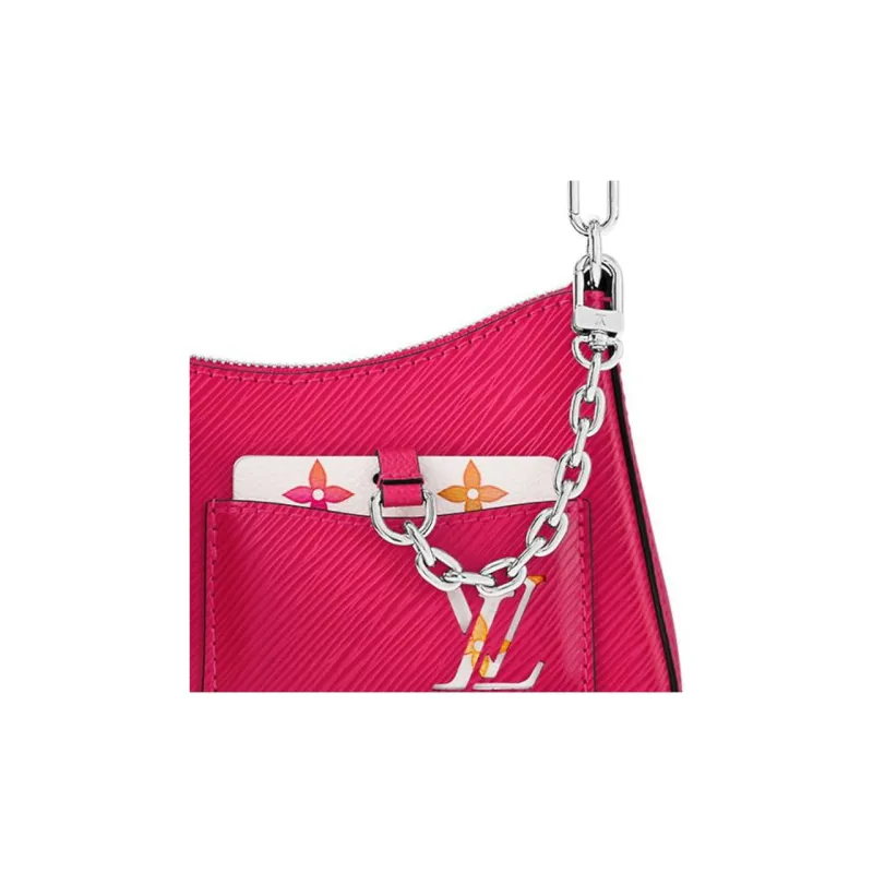 LOUIS VUITTON MARELLINI Smooth Cow Leather Shoulder Bag Handbag Shoulder Bag Women's Fuchsia-3