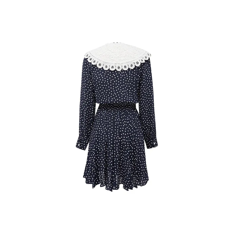 D'zzit Long Sleeved Dress Women's Dark Blue-1