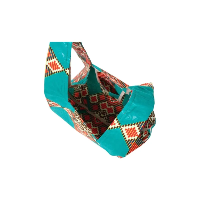 Beams Kanga Cotton One Shoulder Handbags Women's Fuchsia/Turquoise-8