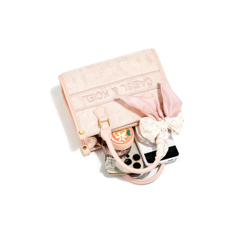 CAEISL&KCIEL PU Tote Bag, Shopping Bag, Crossbody Bag, Handbag Regular Women's Embroidery Powder-4