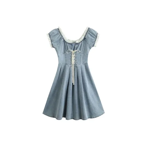 LOKUINTUS Short-Sleeved Dresses Women's Light Blue