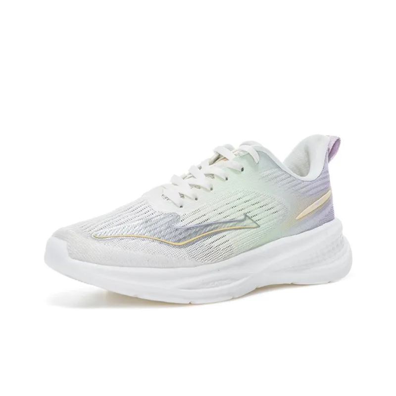 Erke Cushioning Wear-Resistant Low-Top Casual Running Shoes Women's White Green Purple-2