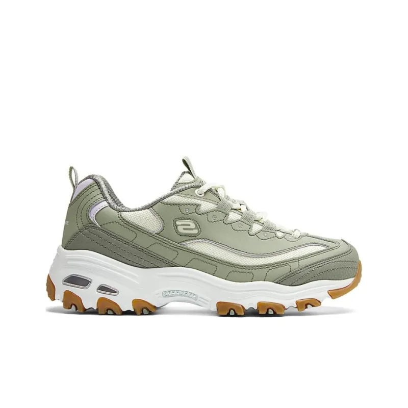 Skechers DLITES Anti Slip And Wear Resistant Breathable Low Top Casual Running Shoes Women's Green White-1