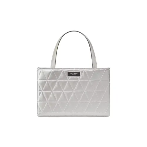 Kate Spade Satin Tote Bag Shopping Bag Shoulder Bag Crossbody Bag Handbag Small Size Women's Silver