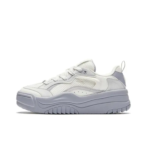 Anta Lightweight Height Increasing Slip-Resistant Low-Top Skateboard Shoes Women's White Gray