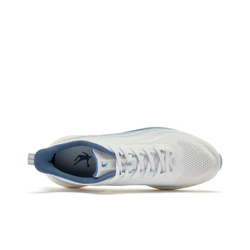 QIAODAN Slip Resistant Cushioning Low Top Running Shoes Men's White Blue-3