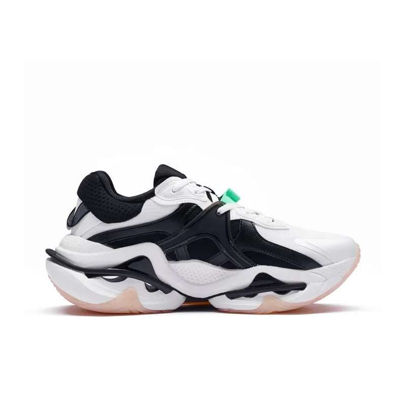 361° Wind Whirlpool Cushioning Lightweight Low Top Casual Running Shoes Men's White Black-1