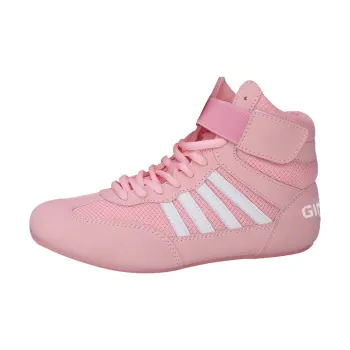 Competition Boxing Shoes Cushioning Anti Slip And Wear Resistant Breathable Support 30 31 32 33 44 45 White Pink