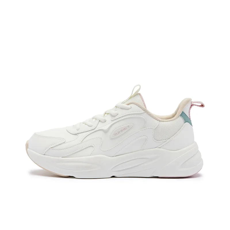 QIAODAN Anti-Slip Wear-Resistant Low-Top Running Shoes Women's White-0