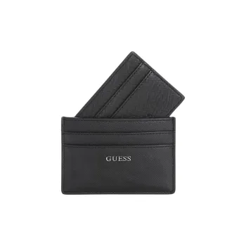 GUESS Imitation Cross Grain Leather Card Holder Men's Black
