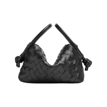 Bottega Veneta LOOP Intrecciato Woven Leather Handbag Shoulder Bag Crossbody Bag Small Size Women's Black
