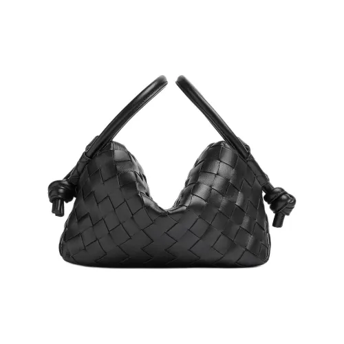 Bottega Veneta LOOP Intrecciato Woven Leather Handbag Shoulder Bag Crossbody Bag Small Size Women's Black