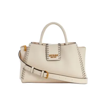 GUESS Eggstone Grain Leather Handbag Shoulder Bag Crossbody Bag Small Size Women's Gray White