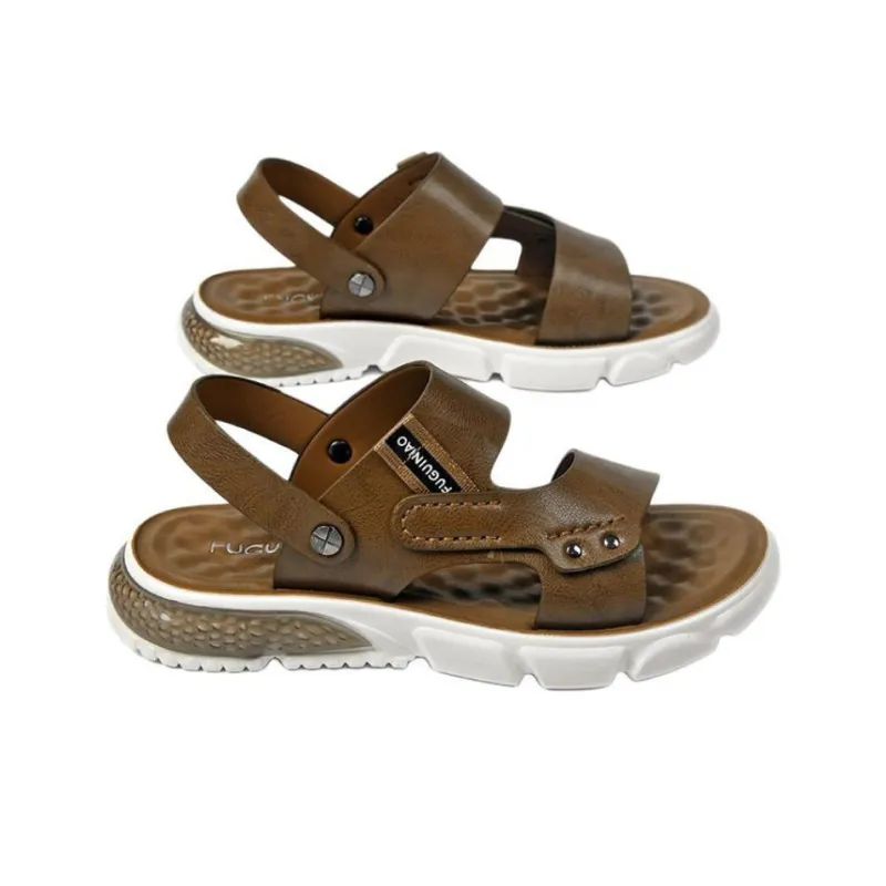 Rich birds Beach Sandals Men Black/Khaki-5