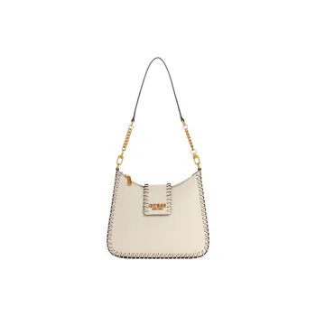 GUESS Faux Leather Hobo Bag Shoulder Bag Women's Gray White