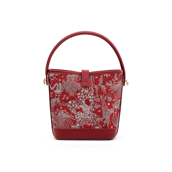 Vigno Synthetic Leather One Shoulder Handbag Regular Women's Red-4