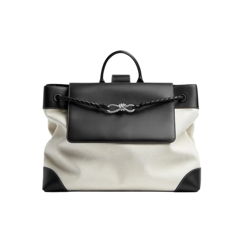 Bottega Veneta Leather With Canvas With Linen With Cotton With Polyurethane Handbag Tubas Men's Black-0
