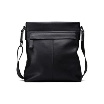 ROSEROOEN Cow Leather Shoulder Bag Men's Black
