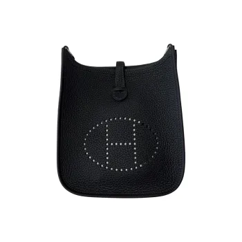 HERMES Evelyne Clemence Leather Shoulder Bag Crossbody Bag Mini Women's Marine Blue