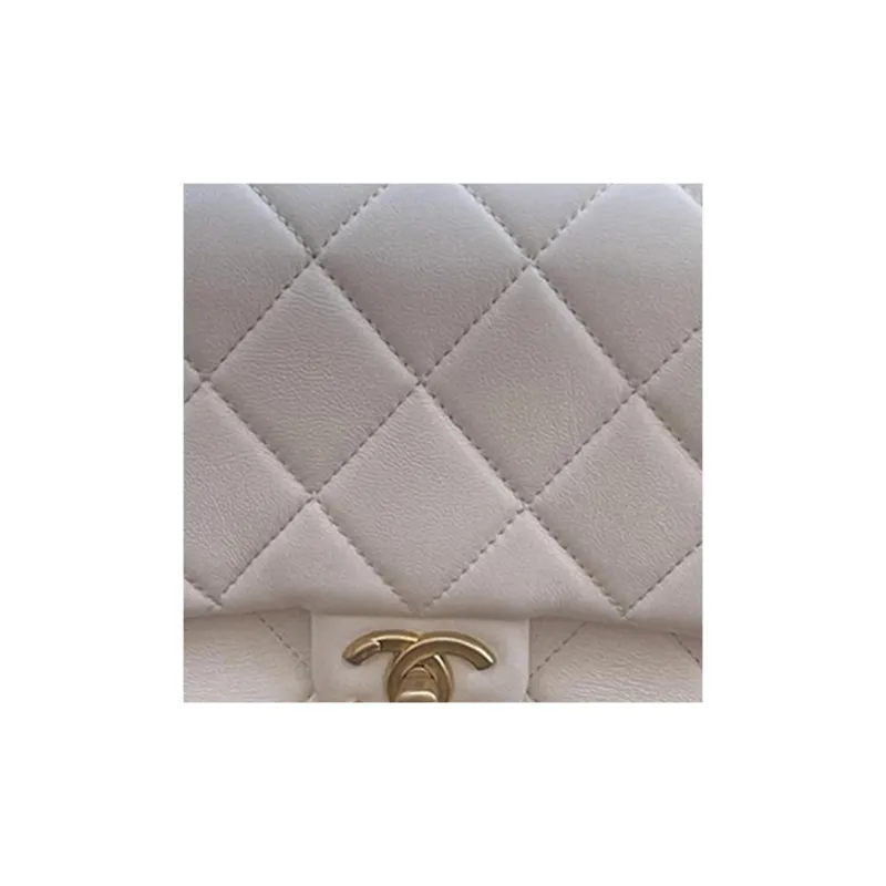 CHANEL Sheepskin Flap Bag, Crossbody Bag, Shoulder Bag Women's White-1