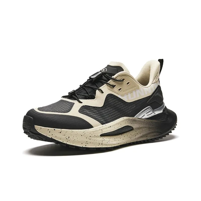 Anta Cushioned Slip Resistant Low Top Casual Running Shoes Men's Black Yellow-1