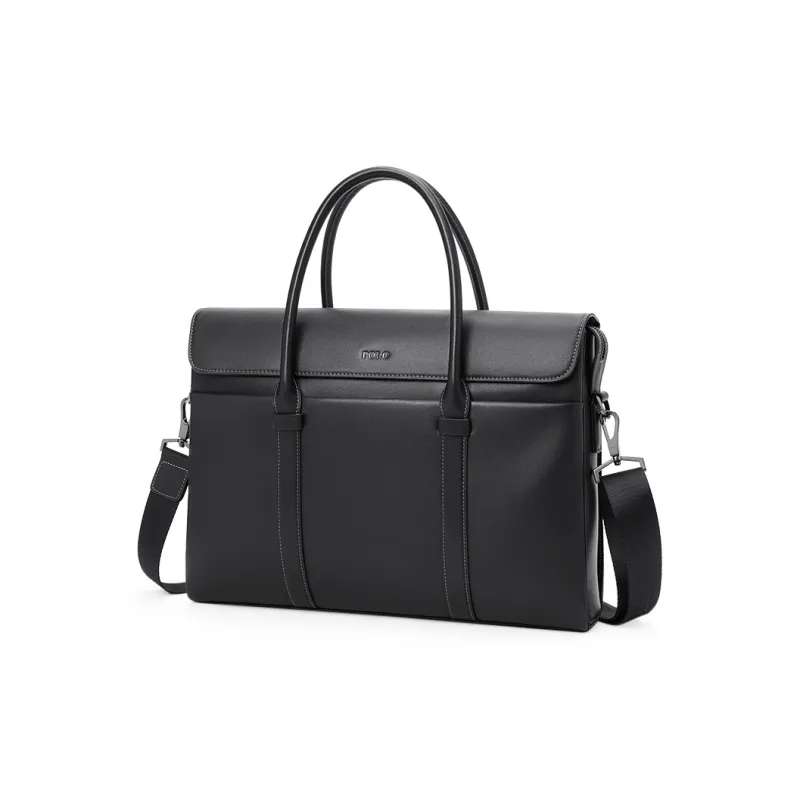 POLO Top Grain Cow Leather Men's Crossbody Bag Briefcase Tubas Men's Black-0