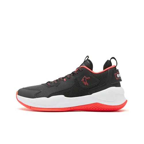 QIAODAN Slip Resistant Low Top Basketball Shoes Men's Black Red