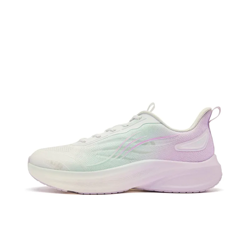 QIAODAN Sigh 5.0 Cushioning And Breathable Low Top Running Shoes Women's White Purple-0