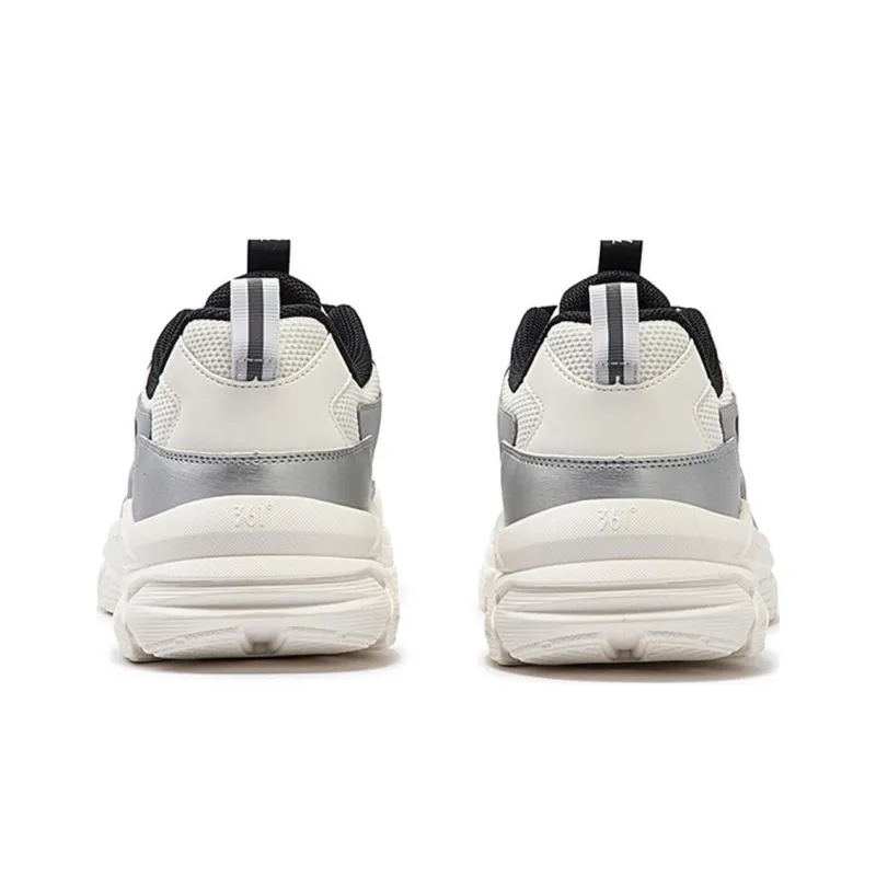 361° Anti Slip Wear Resistant Low Top Casual Running Shoes Men's White Silver-3