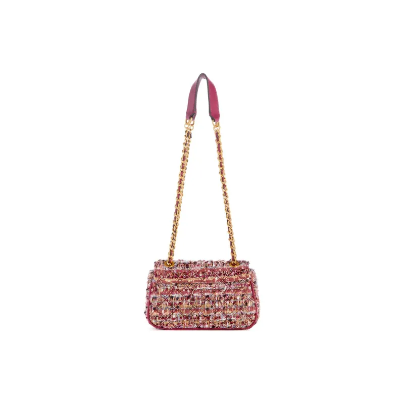 GUESS Tweed Crossbody Bag Mini Women's Purple-2