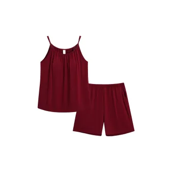 Sha Qian Pajama Set Summer Women's Maroon