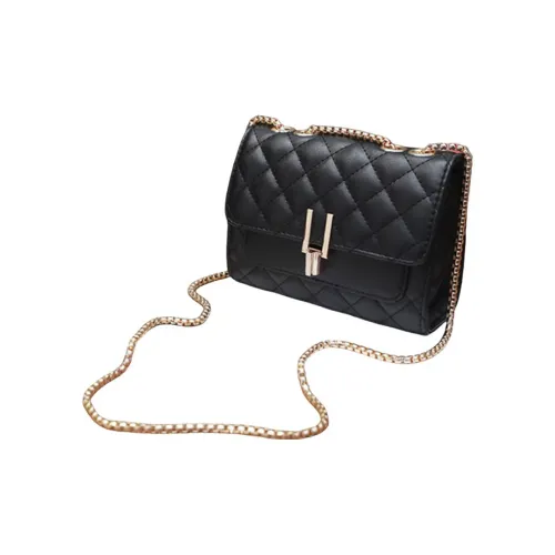 TTaG．baG Cow Leather Small Square Bag, Shoulder Bag, Crossbody Bag Women's Black Lead Gray Hardware/Black Gold Metal
