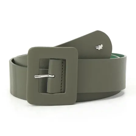 MaxMara BRIO Insect Logo Leather Leather Belts Women's Green Width: 4cm