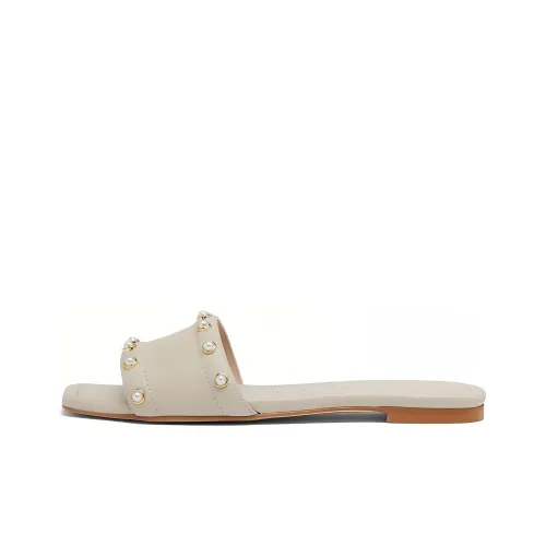 Stuart Weitzman Slide Slippers Women's Cream White