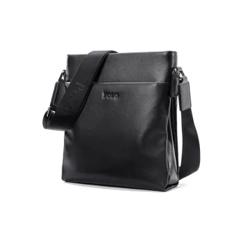 POLO Top Grain Cow Leather Crossbody Bag Medium Size Men's Black
