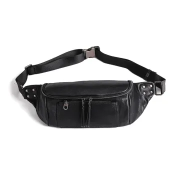 DOSRFINI Genuine Leather Trendy Versatile Sling Bag Regular Men's Black