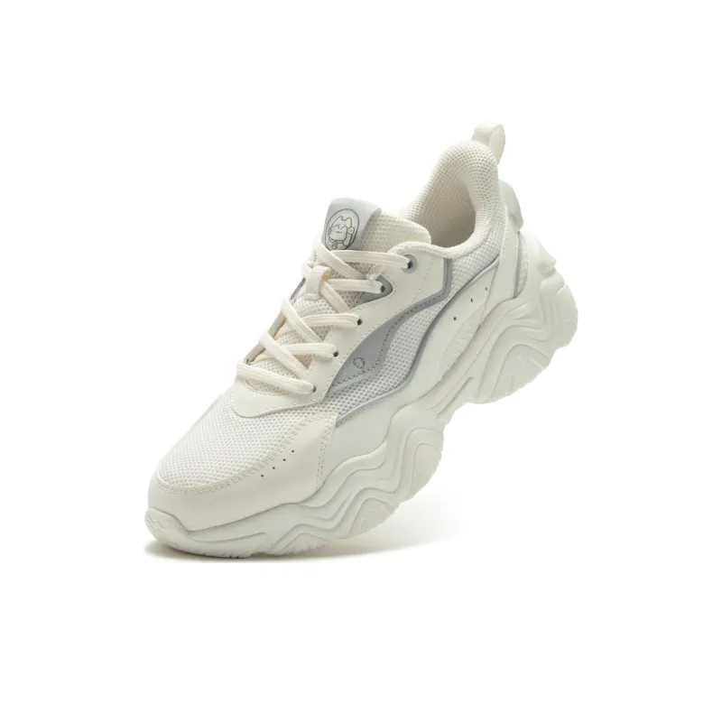 361° Cushioning Wear Resistant Low Top Casual Shoes Women's White Gray-3