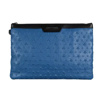 Jimmy Choo Grained Leather Clutch Men's Blue